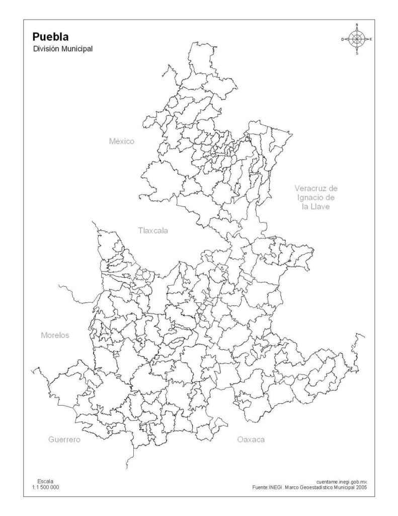 Mapa de Puebla con división Política